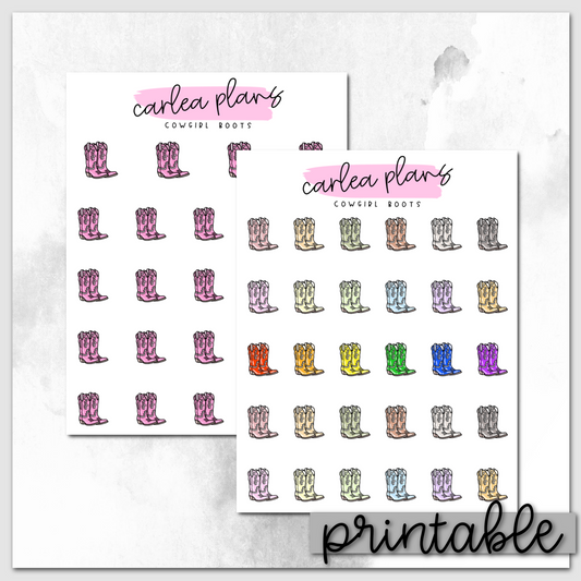 Cowgirl Boot Icons | Printable Icons