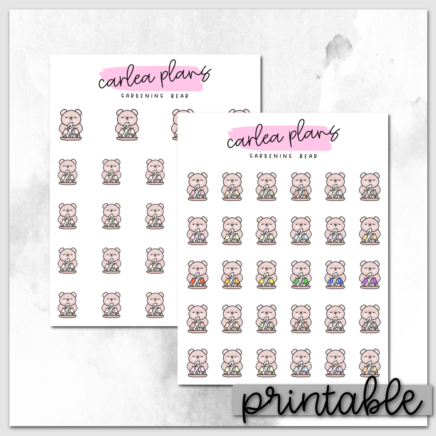 Gardening Bear Icons | Printable Characters