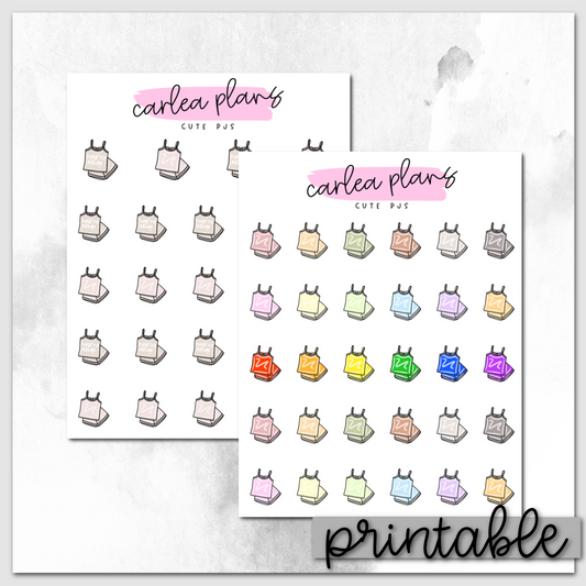 Cute Pajama Icons | Printable Icons