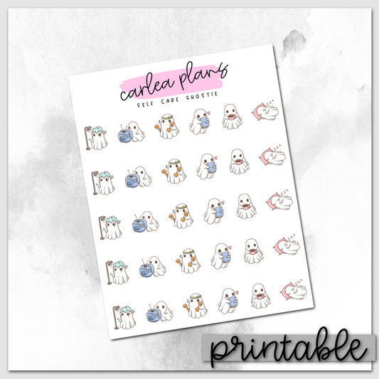 Self Care Ghostie Character | Printable Icons