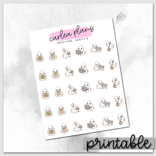 Adulting Ghostie Character | Printable Icons