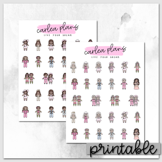 Live Your Dream Characters | Printable Icons