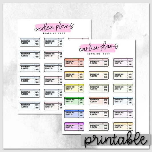 Boarding Pass Icons | Printable Icons