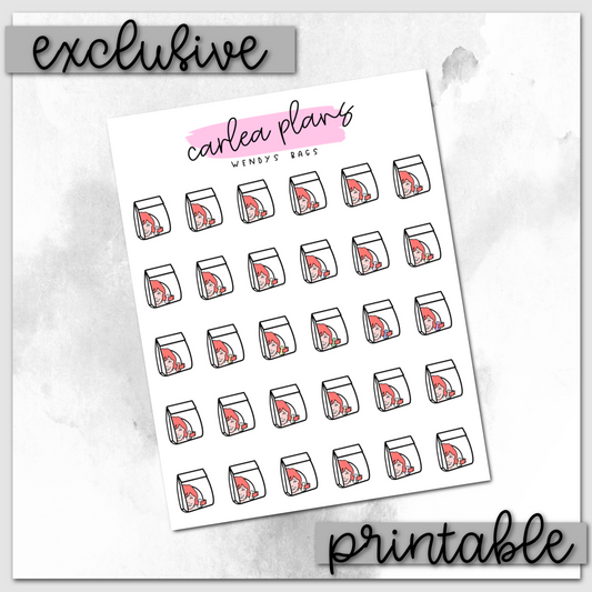 Classic Wendy's Bag Icons | Printable Icons