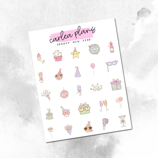 Groovy New Years Deco Icons