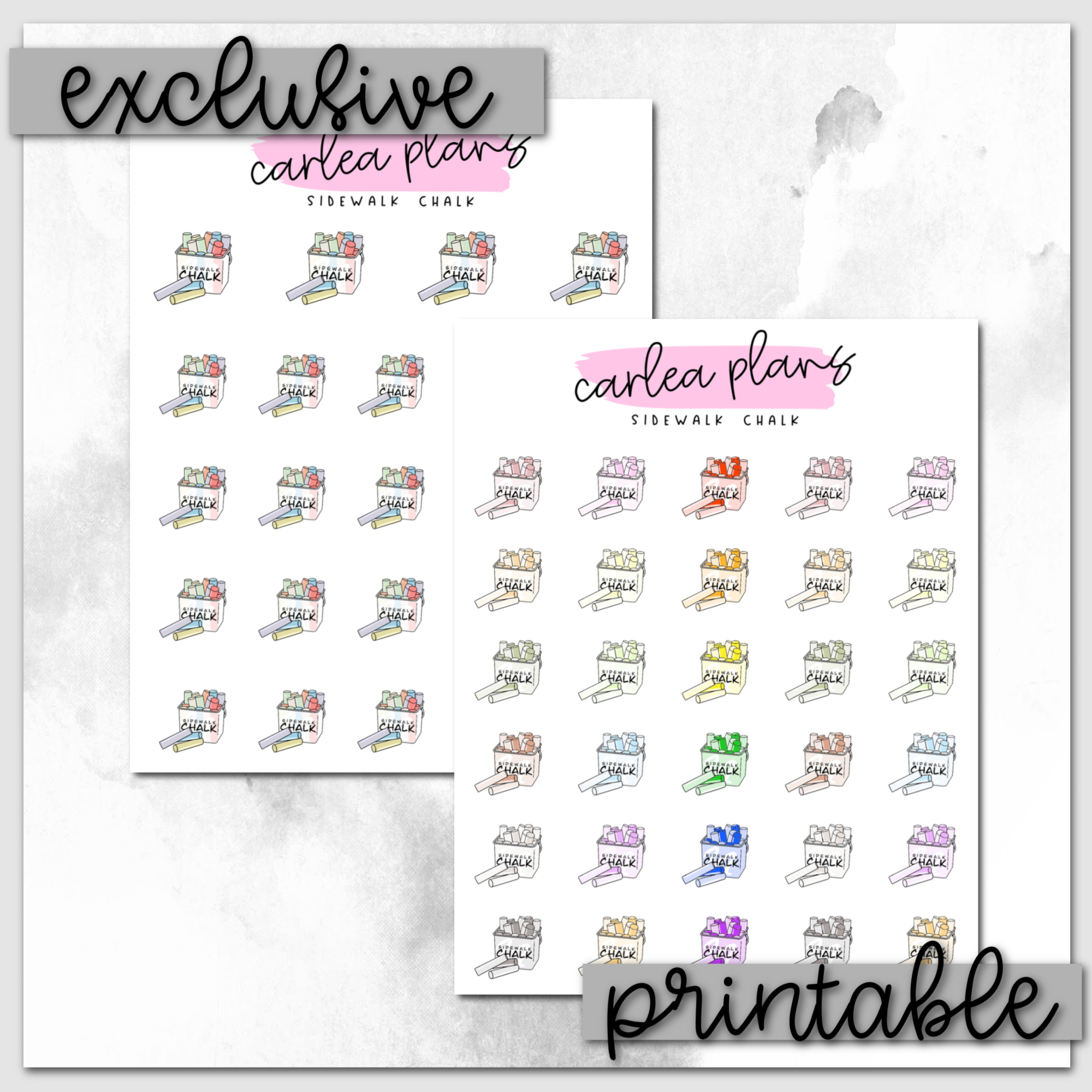 Sidewalk Chalk Icons | Printable Icons – CarleaPlans