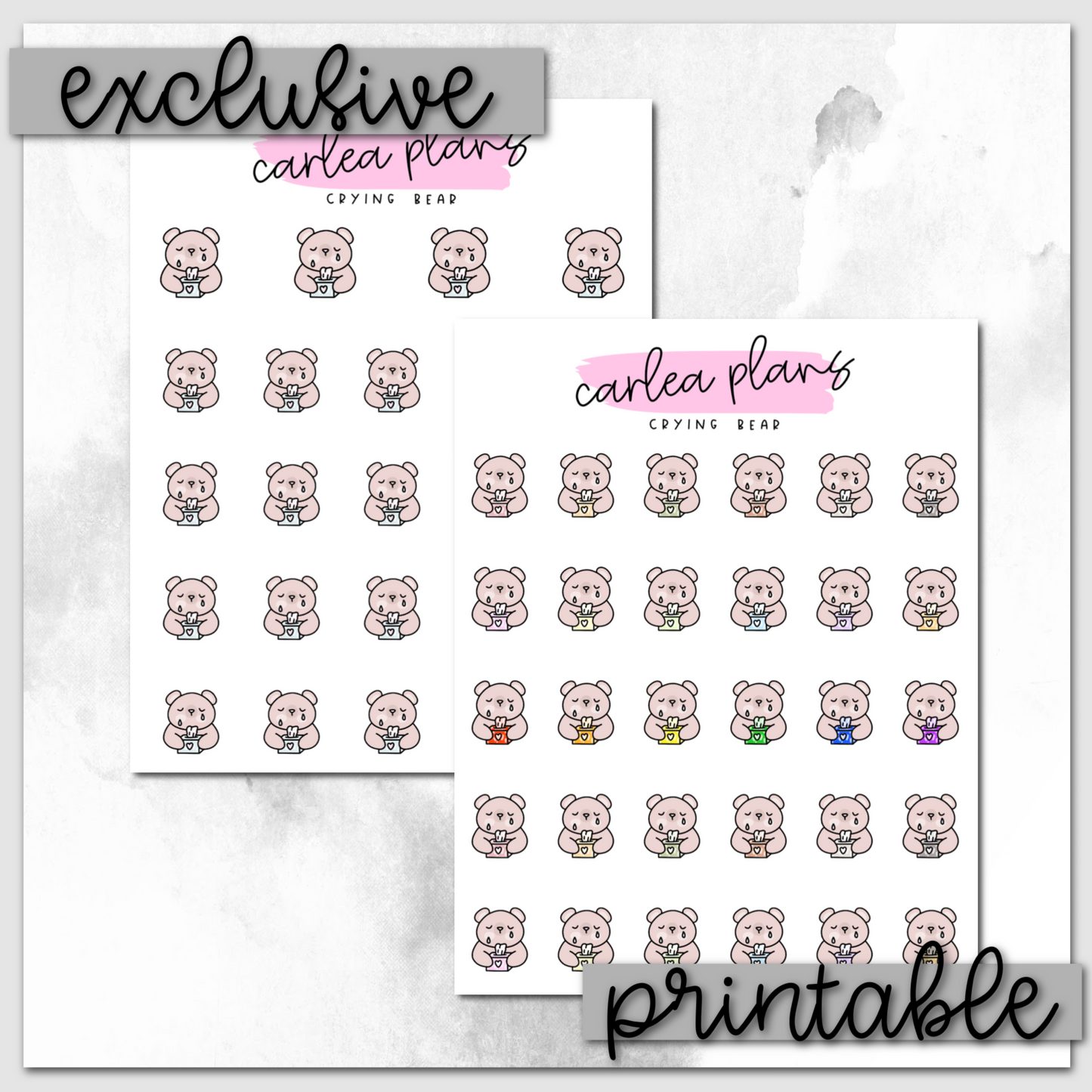 Crying Bear Icons | Printable Characters