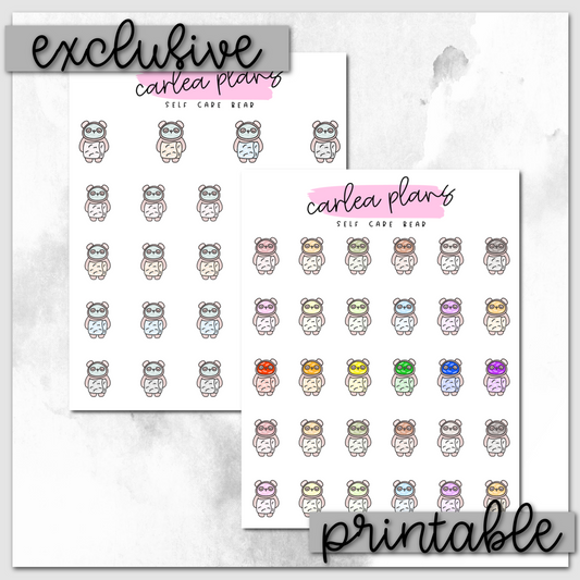 Self Care Bear Icons | Printable Characters