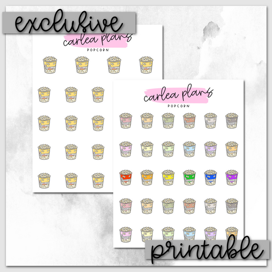 Popcorn Icons | Printable Icons