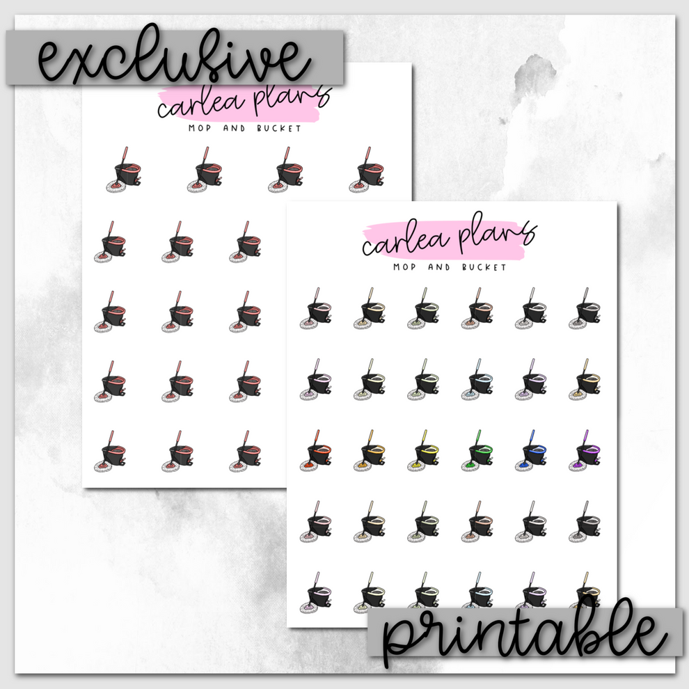 Mop and Bucket Icons | Printable Icons – CarleaPlans