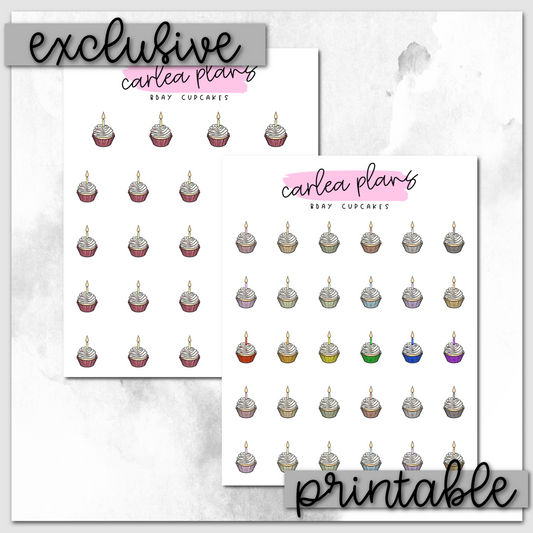 Birthday Cupcakes Icons | Printable Icons