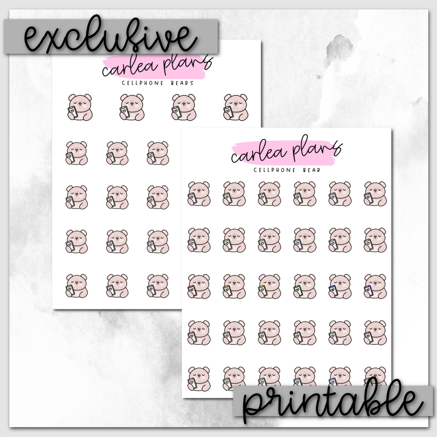 Cellphone Bear Icons | Printable Characters