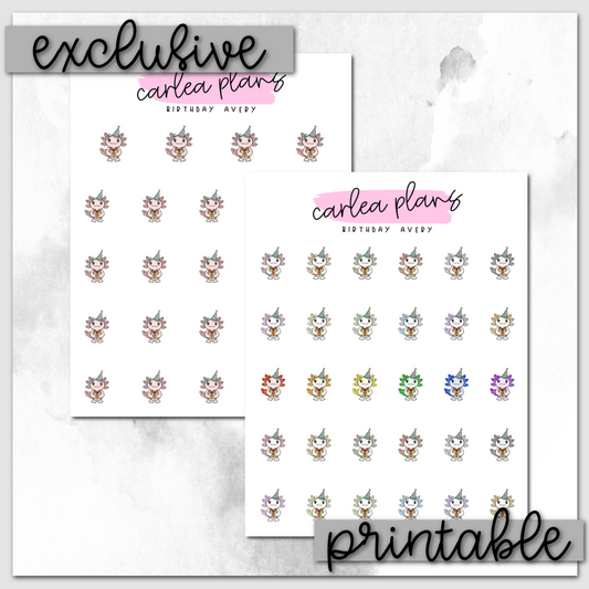 Birthday Avery Icons | Printable Characters