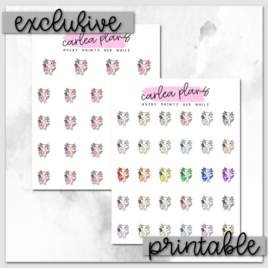 Avery Paints Her Nails Icons | Printable Characters