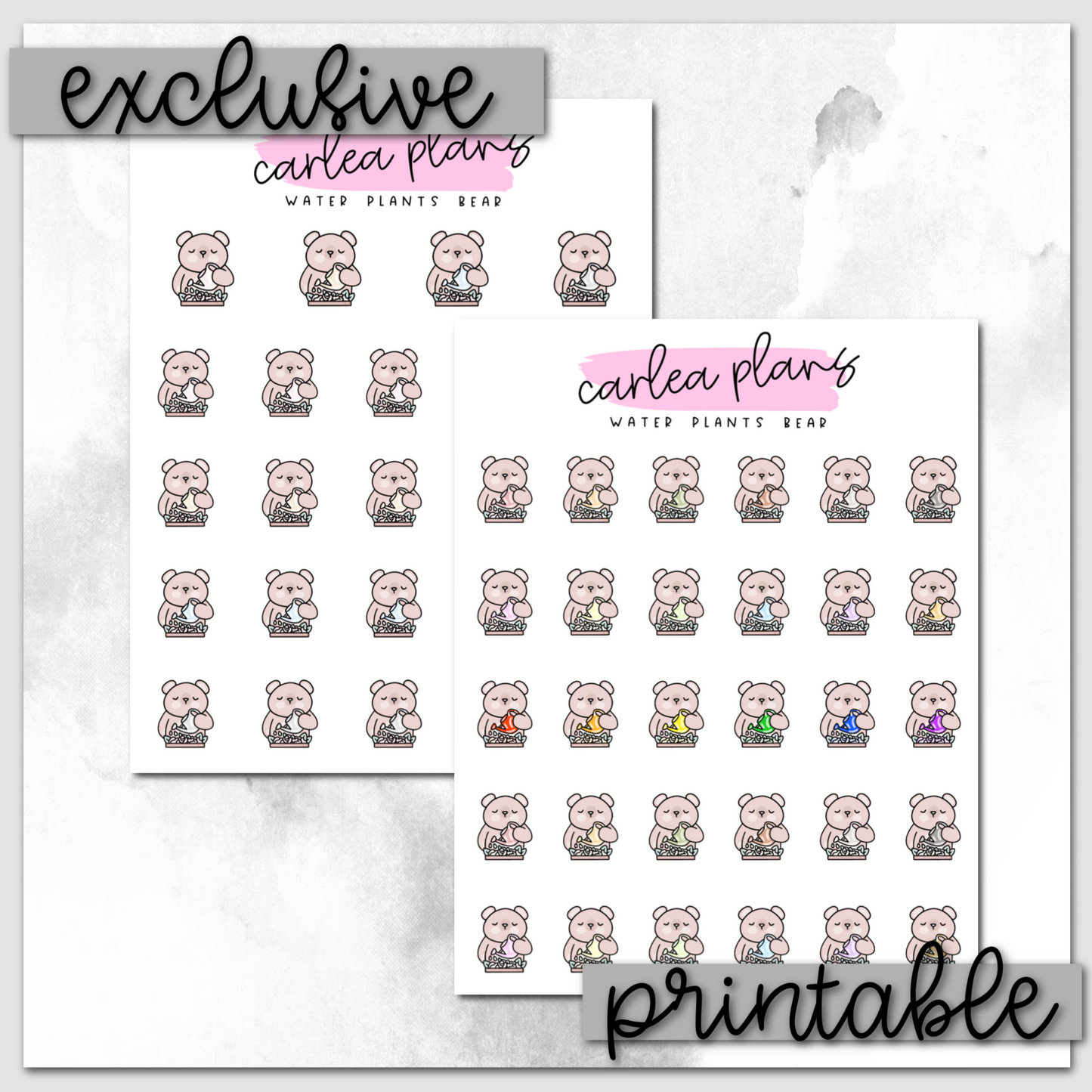 Water Plants Bear Icons | Printable Characters