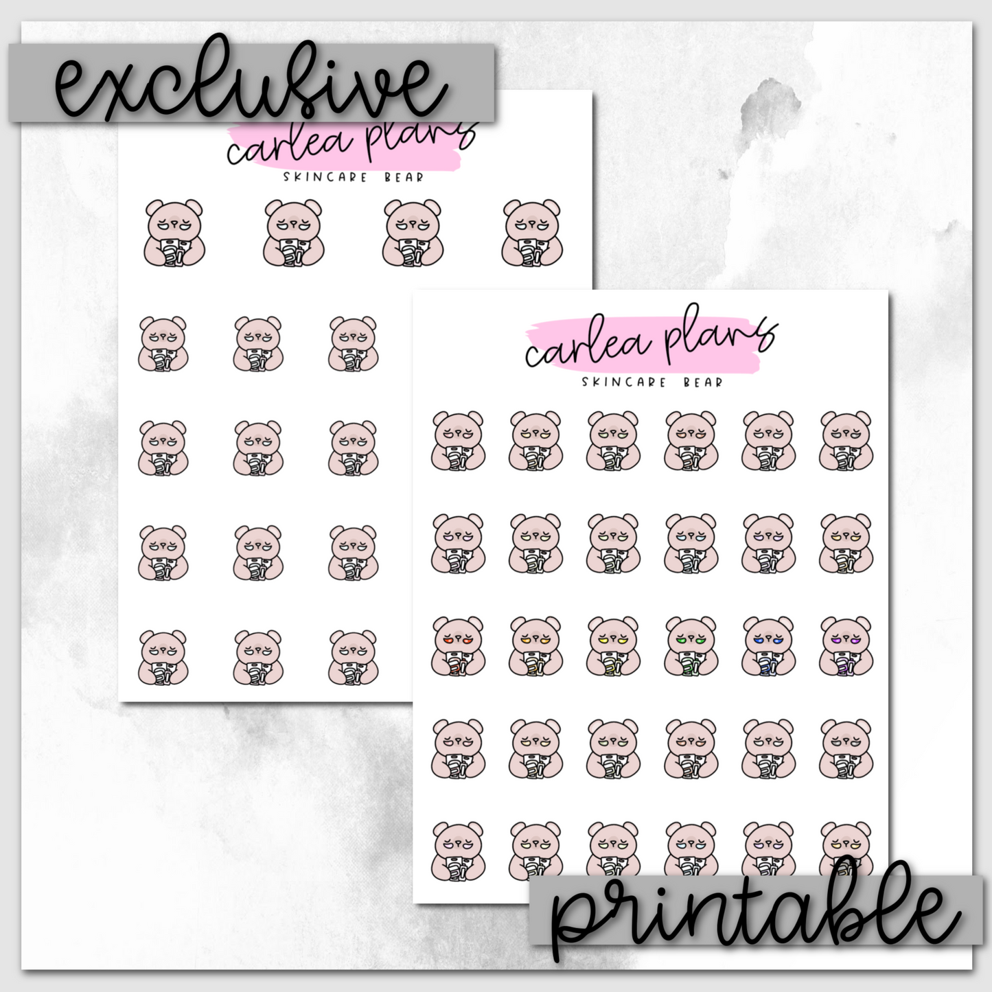 Skincare Bear Icons | Printable Characters