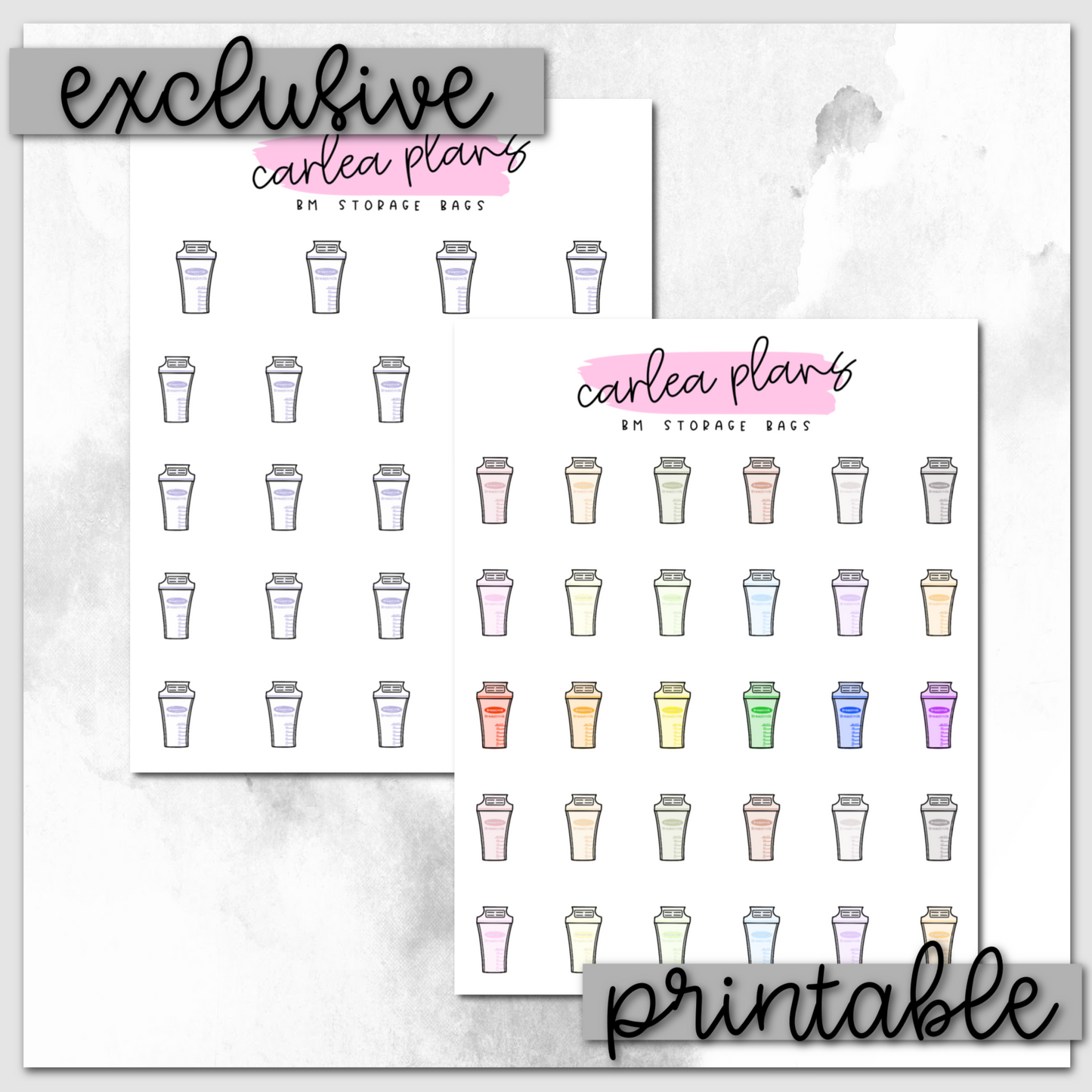 Breast Milk Storage Bag Icons | Printable Icons