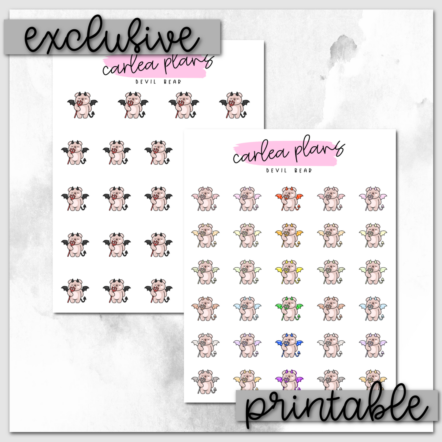 Devil Bear Icons | Printable Characters