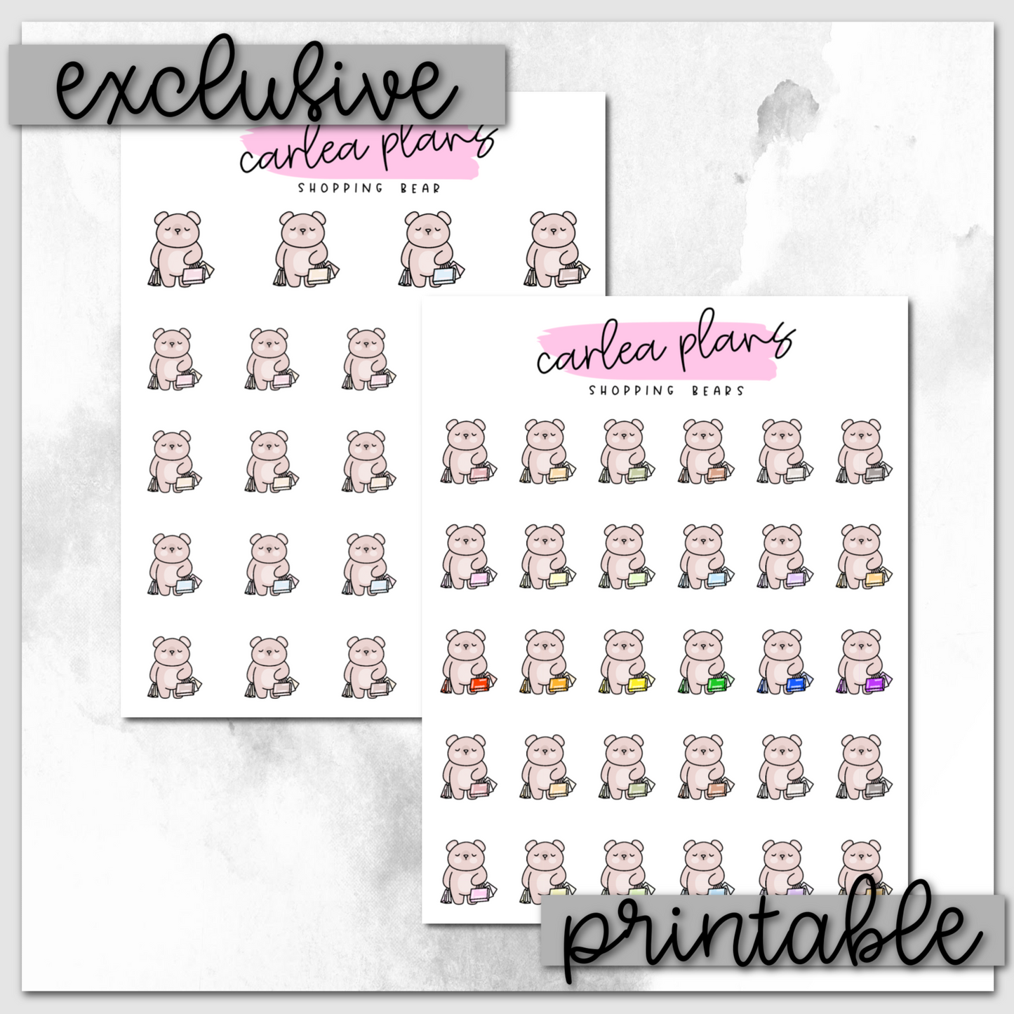 Shopping Bear Icons | Printable Characters