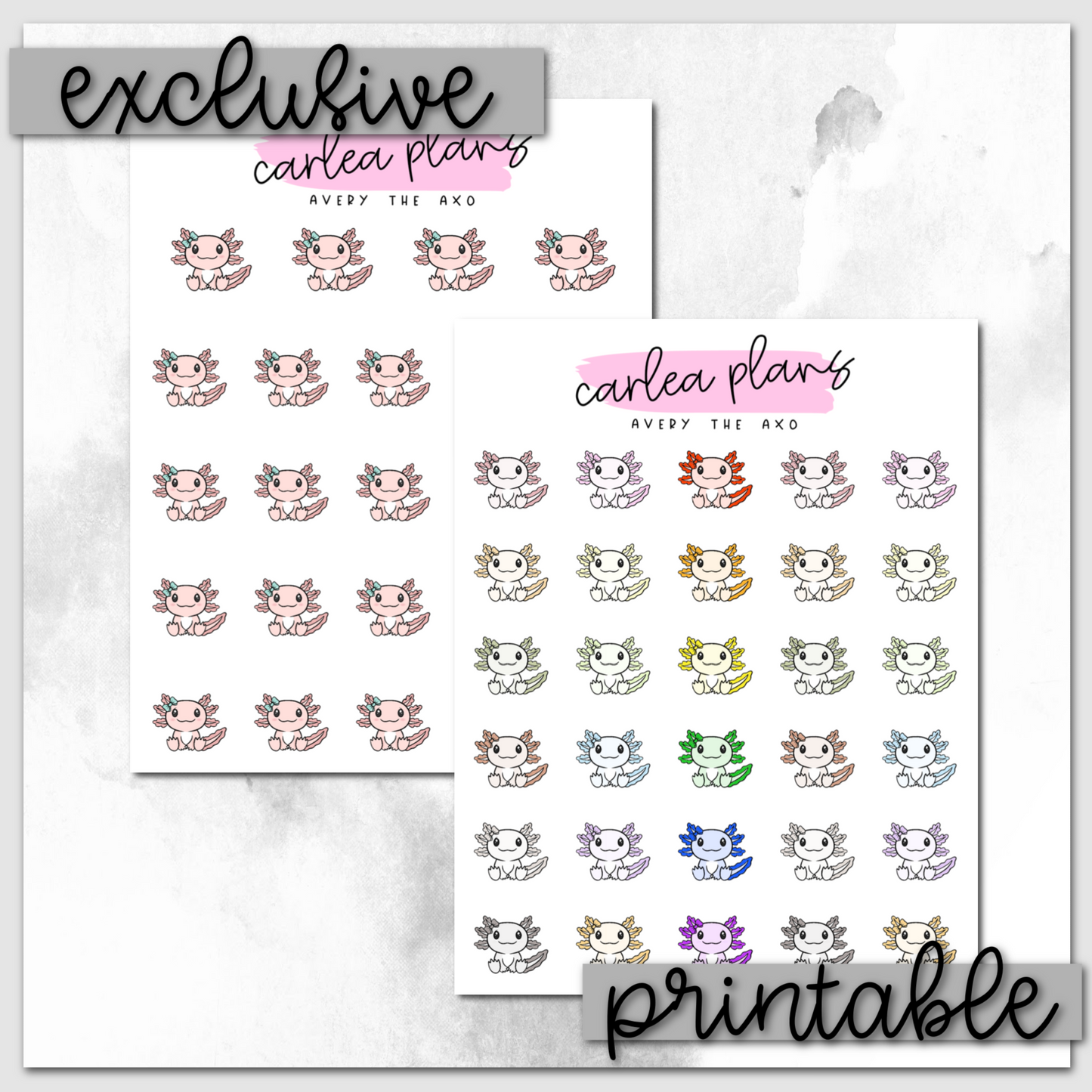 Avery The Axolotl Icons | Printable Characters