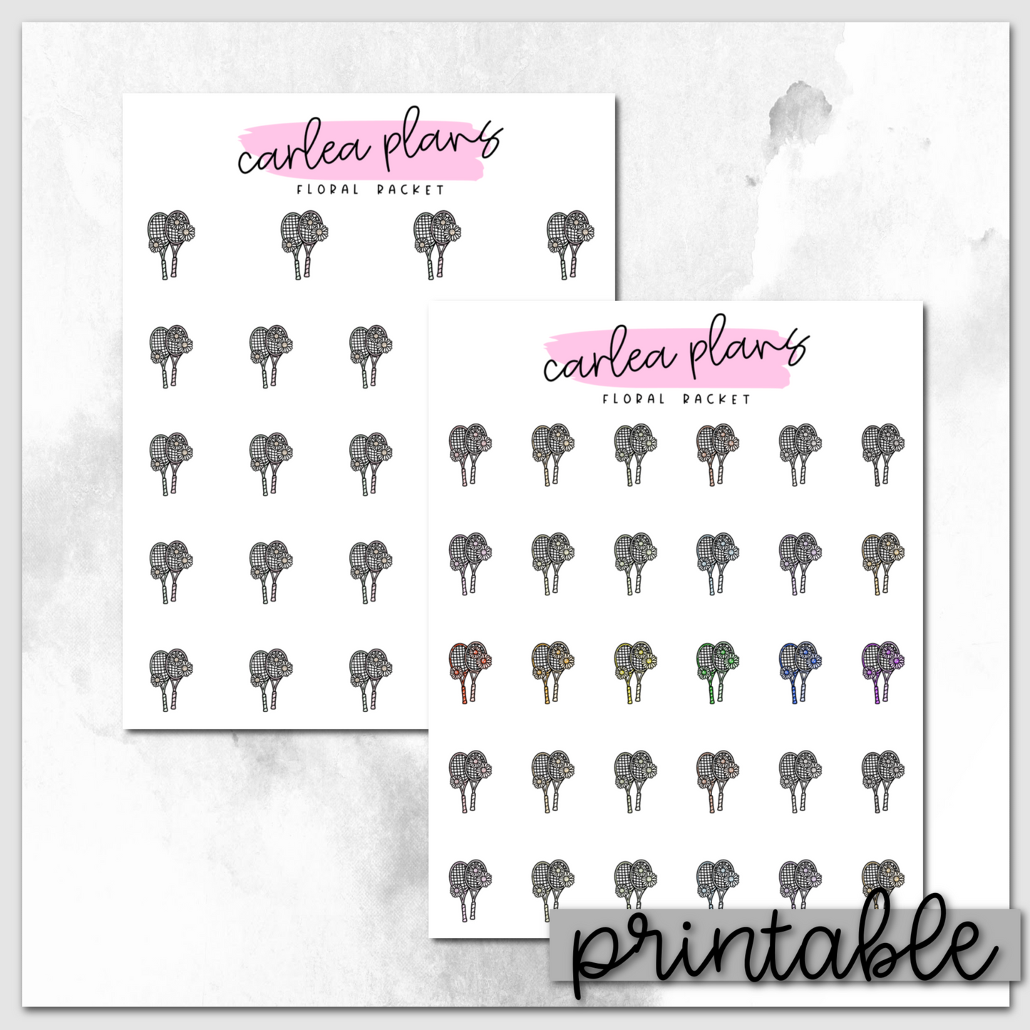 Floral Racket Icons | Printable Icons