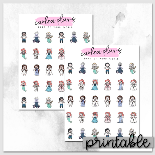 Part of Your World Characters | Printable Icons
