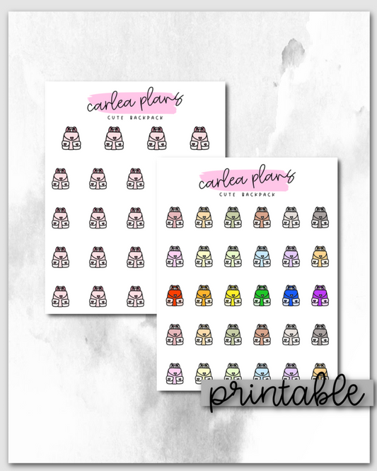 Cute Backpack Icons | Printable Icons