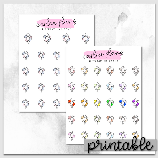 Birthday Balloons Icons | Printable Icons