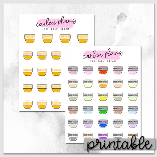 Sol Body Cream Icons | Printable Icons