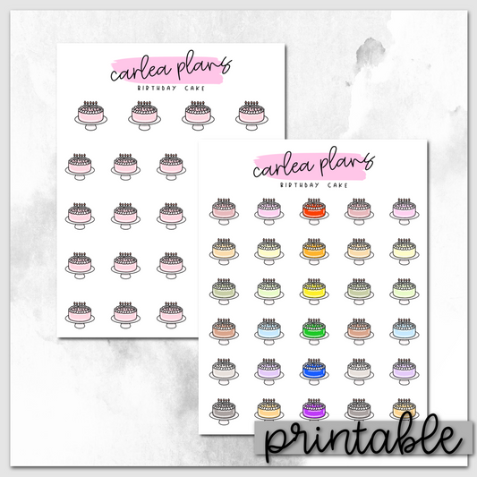 Birthday Cake Icons | Printable Icons