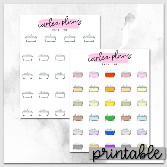 Bath Tub Icons | Printable Icons