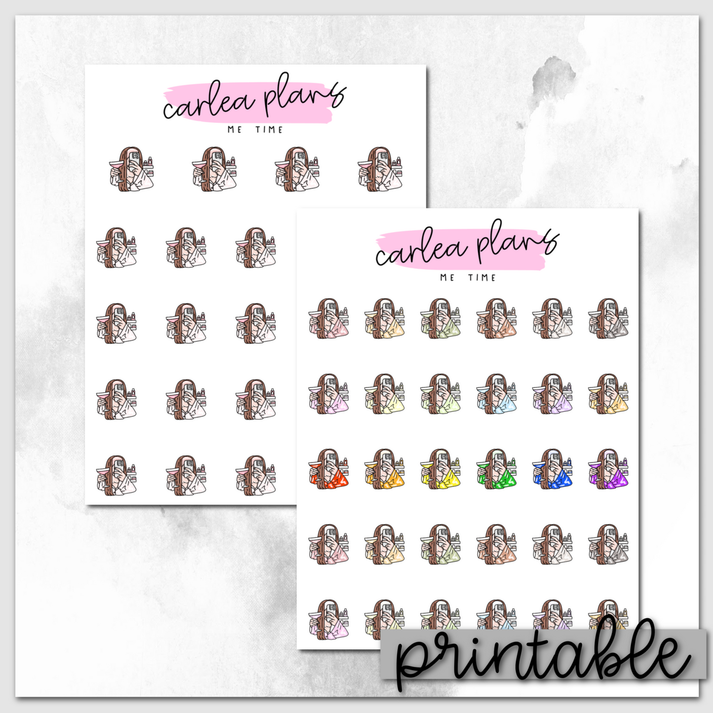 Me Time Icons | Light Brunette | Printable Icons