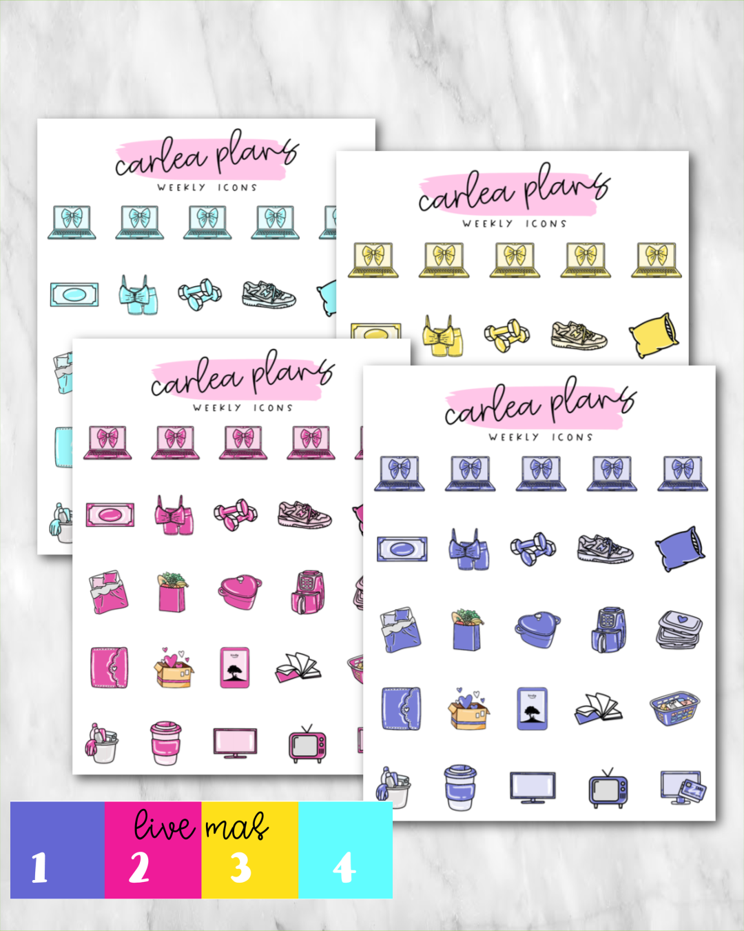 Solid Color Weekly Sampler Icons | To Match LynnerDesigns Kits