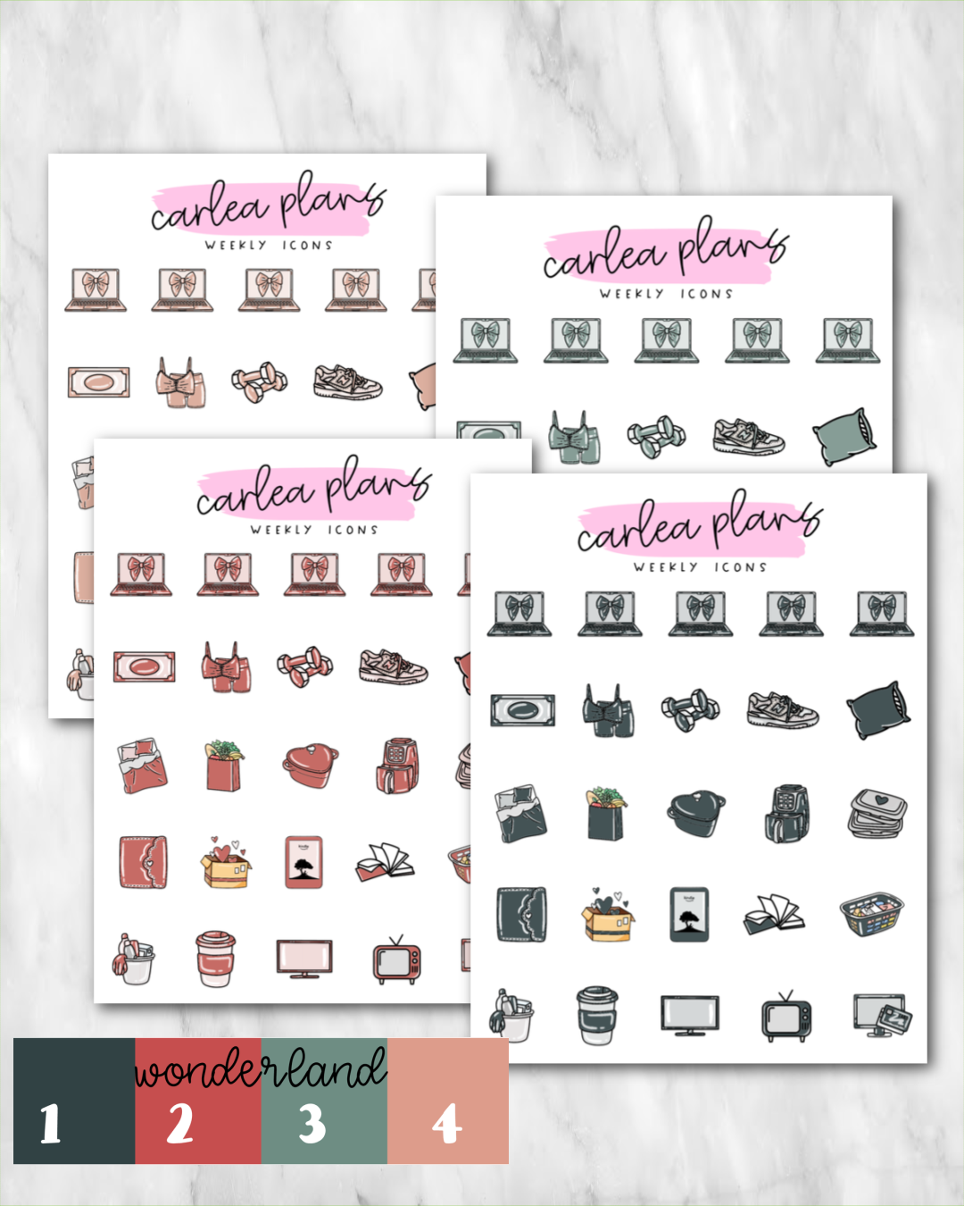 Solid Color Weekly Sampler Icons | To Match LynnerDesigns Kits